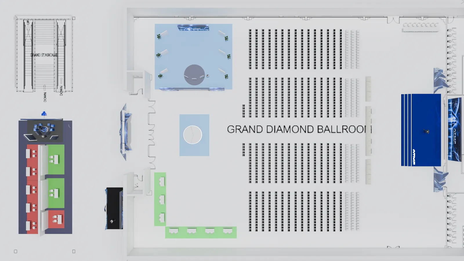 Top-down rendering of the Grand Diamond Ballroom layout